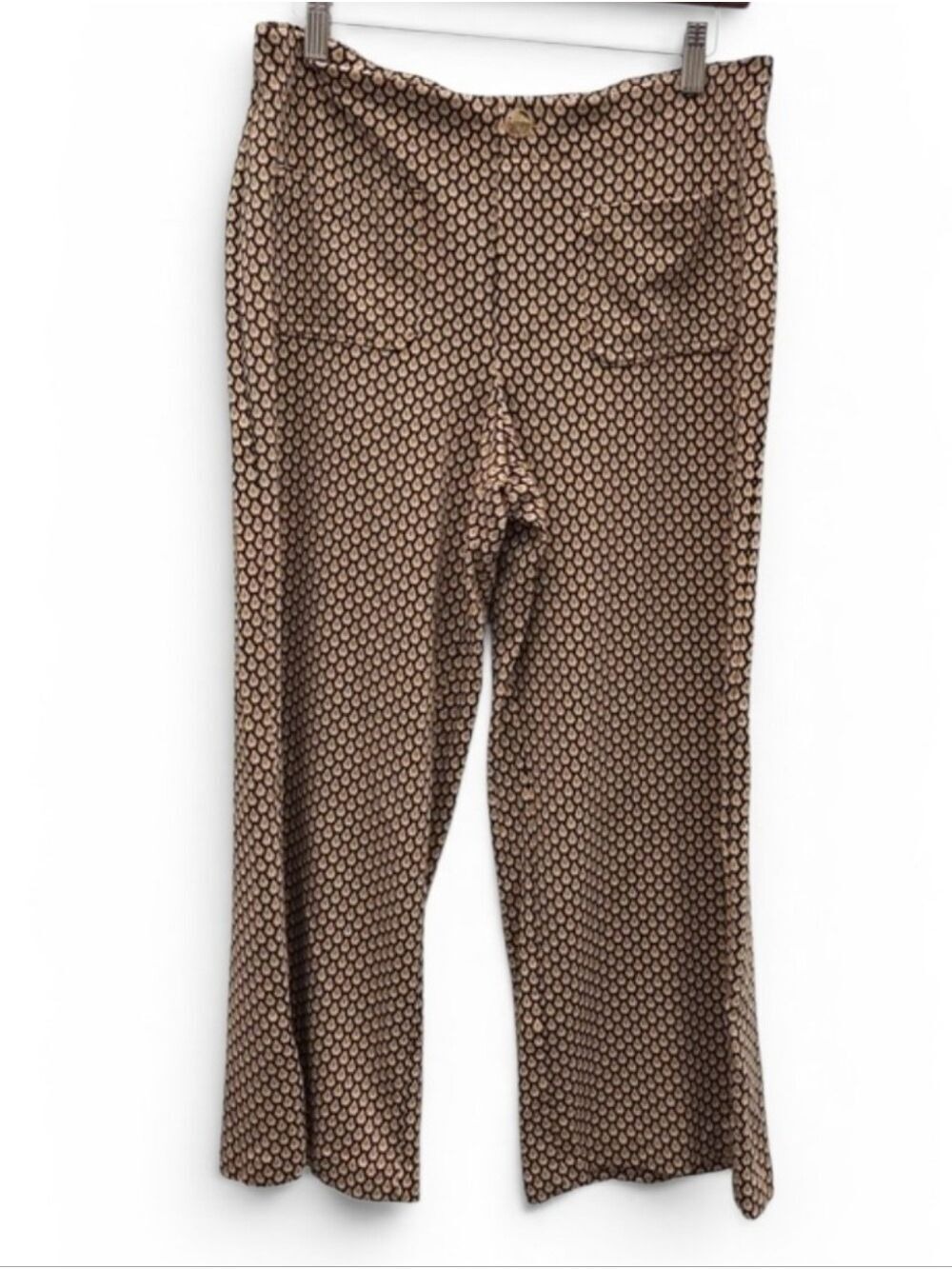 Jules & Leopold Black and Tan Geometric Button-Front Pants